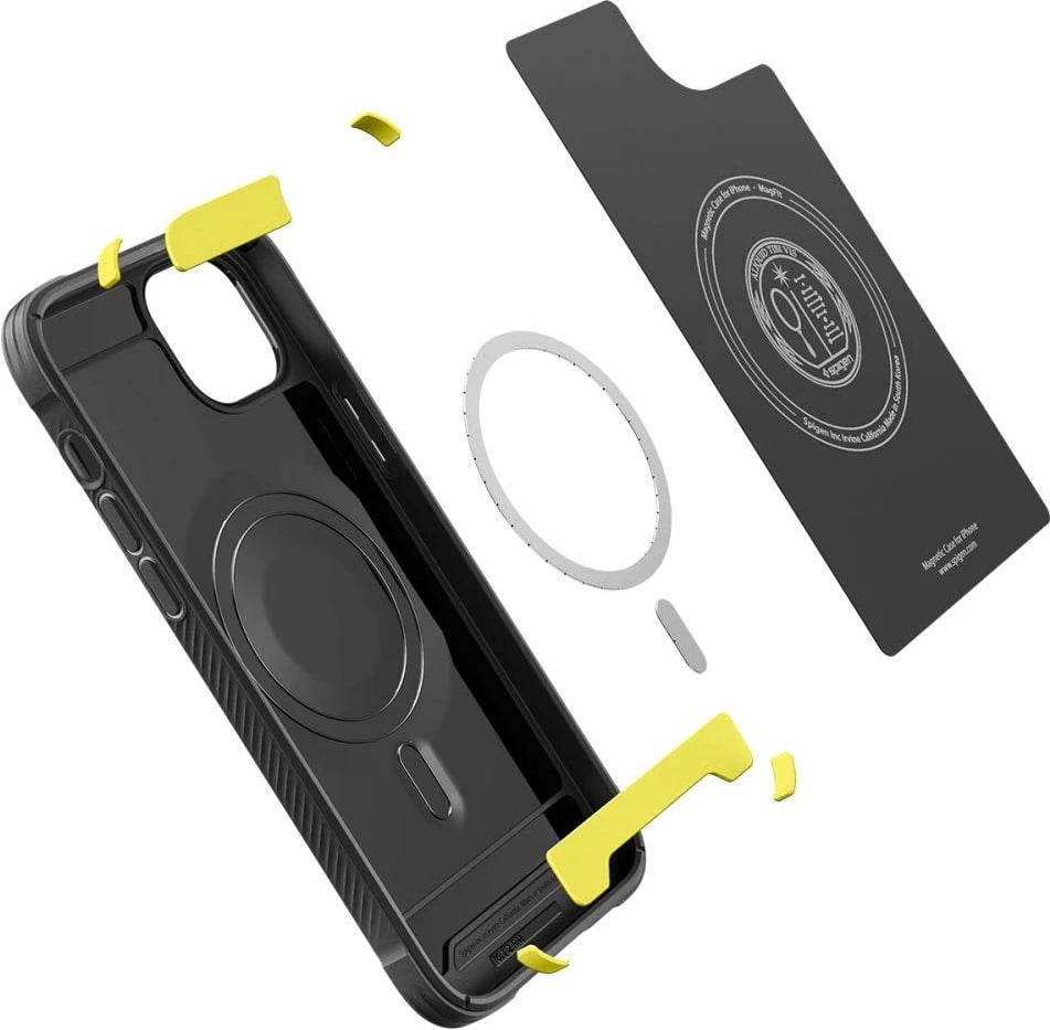 Mbështjellës Spigen Rugged Armor Mag me MagSafe për iPhone 14, Mat Zi