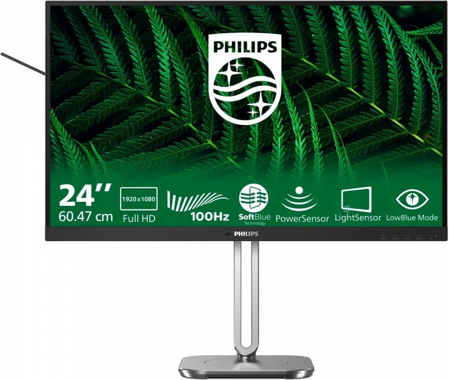 Monitor Philips 24B2G5200, 23.8", IPS, Full HD, 100Hz, me altoparlantë, Grafit
