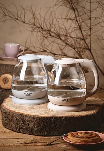 Zierëse uji elektrike Adler AD 1283, 1.0L, 1100W, qelq, LED blu, gri