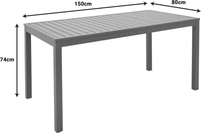 Set tavolinë me karrige për terasë Kliton-Azelie, ngjyrë shampanjë, 150x80x74cm, 7 copë