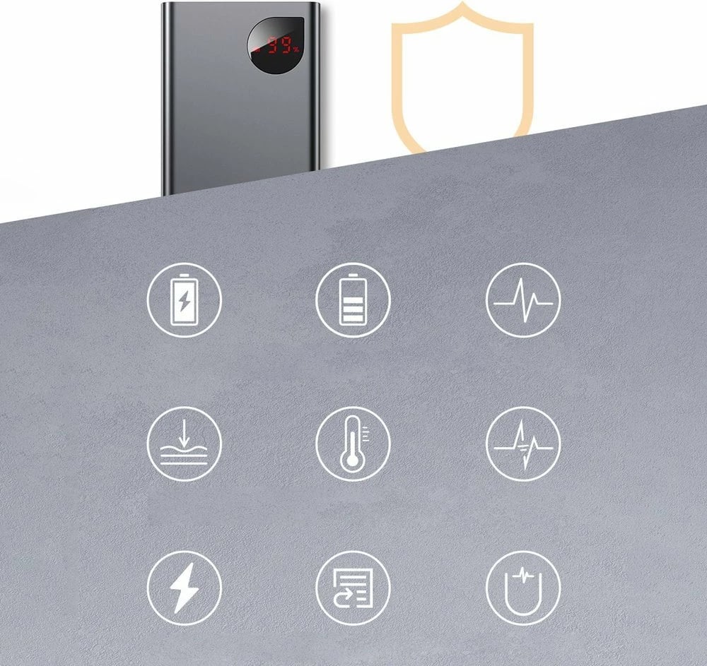 Powerbank Baseus Adaman PPIMDA-D01, 20000mAh, 65W, 2x USB-A, 1x USB-C, Ekran LCD, e zezë