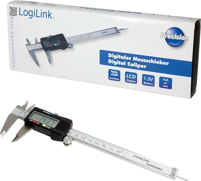 Kaliper dixhital LogiLink WZ0031, 0-150 mm, i zi/bardhë