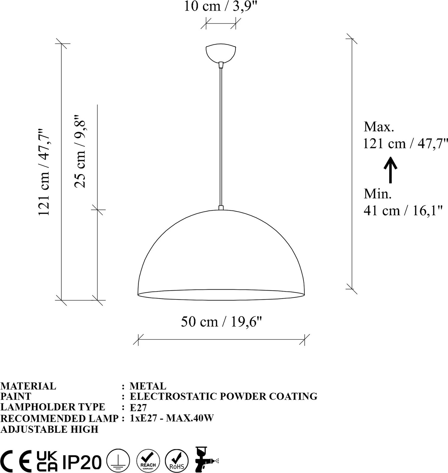 Llambë tavani Opviq, Kure, ngjyrë ari, 50x50x121 cm Llambë tavani Opviq, Kure, ngjyrë ari, 50x50x121 cm