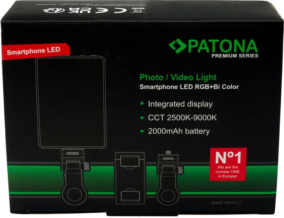 Dritë LED portabile PATONA Premium RGB/Bi-Color për smartphone, 2000 mAh, Bardhë