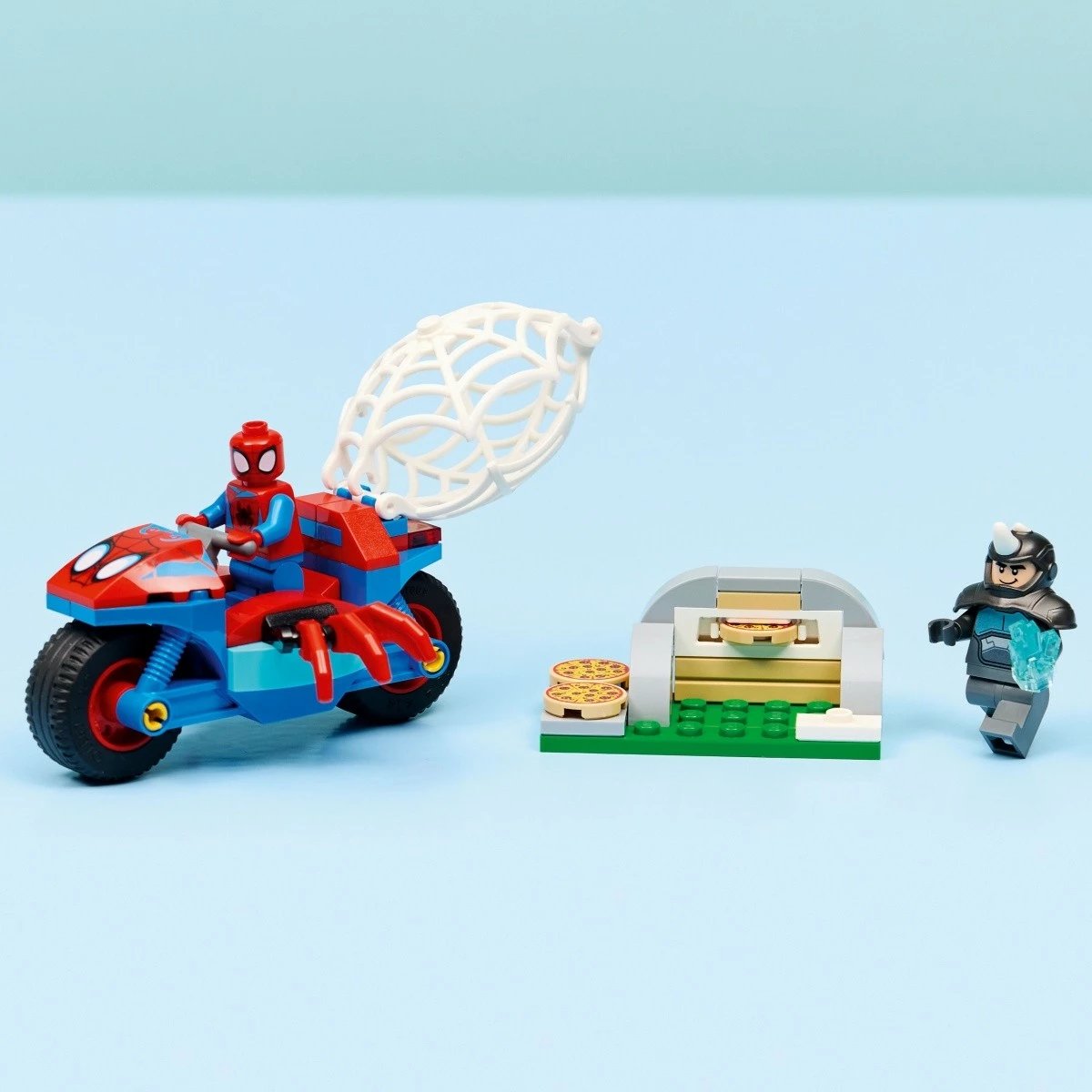 Set ndërtimi LEGO Marvel Spidey 11206, Spidey në motor kundër Rhino, 61 pjesë, 4+, set i vogël