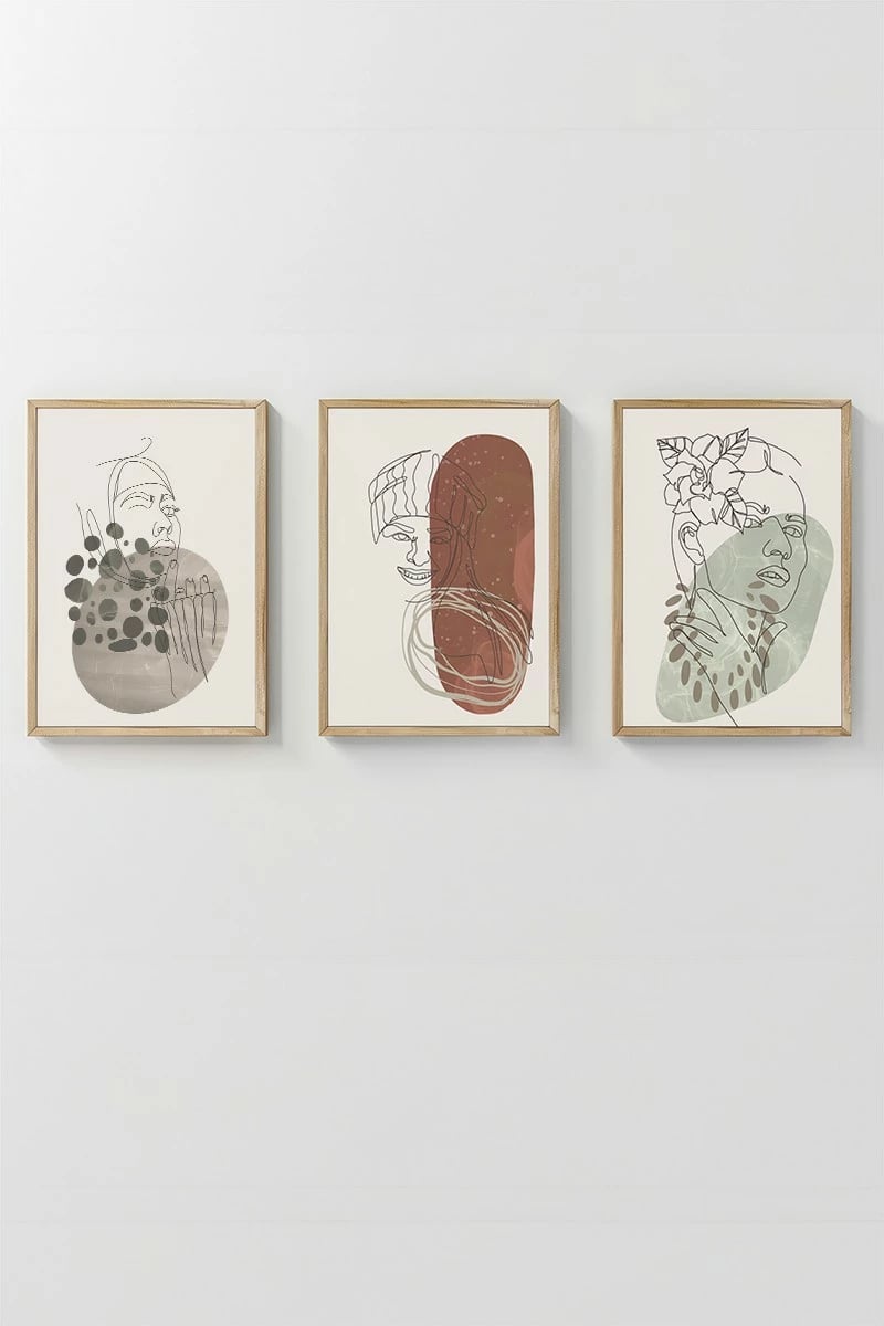 Set pikturash dekorative me kornizë, 3 copë, Wallity, 3Dartsohoset121