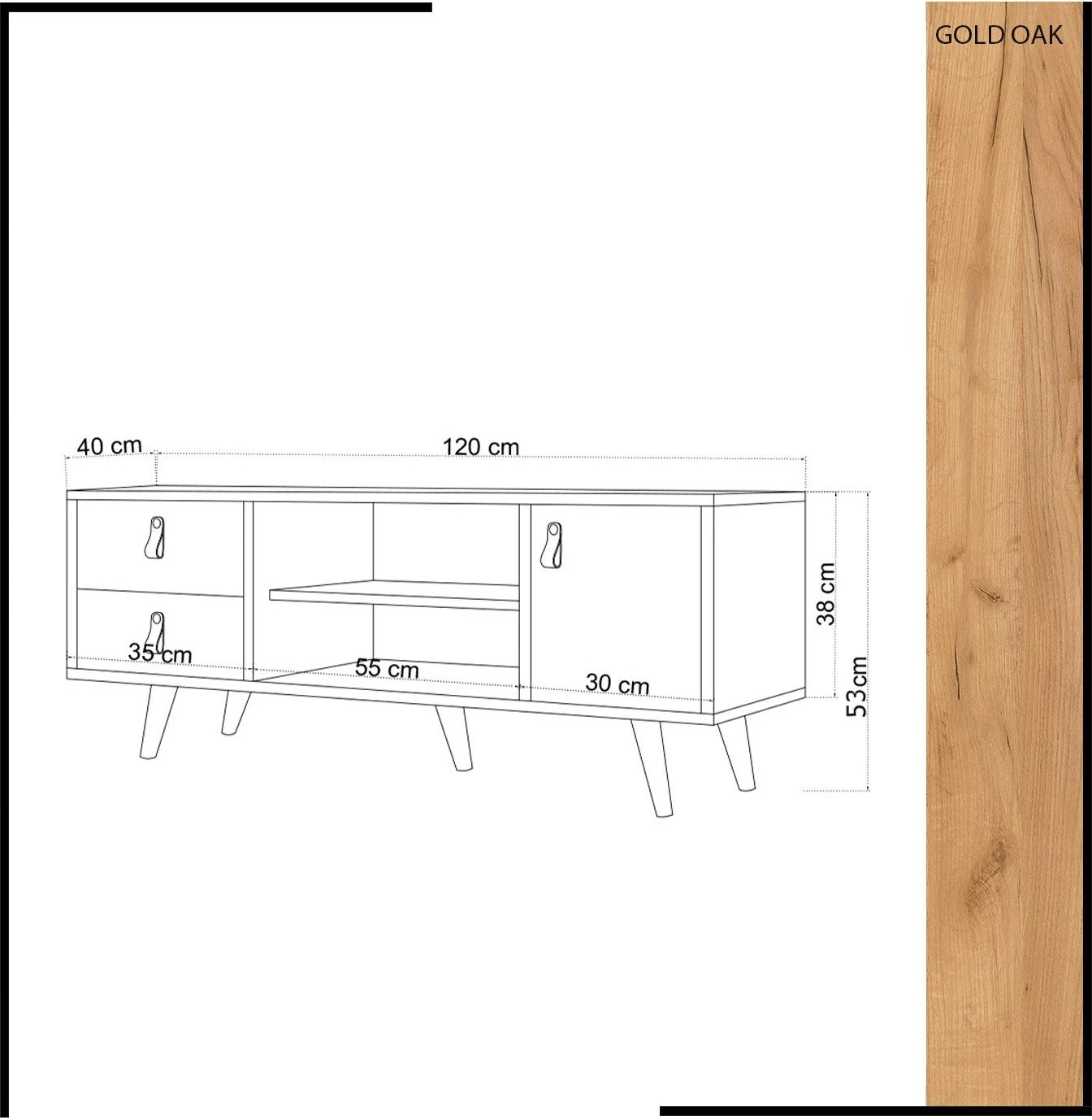 Komodë TV Hanah Home, Lara, ngjyrë lis dhe e bardhë, 120x53x40cm