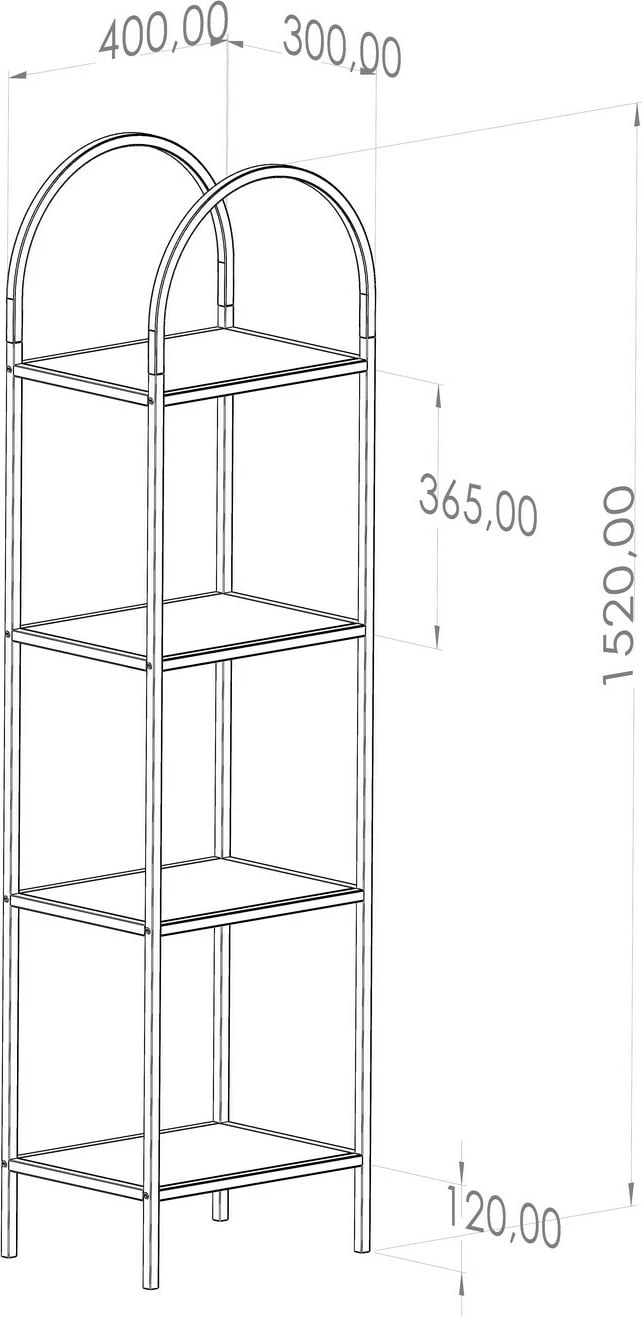 Raft librash Hanah Home Mona, xham i tymosur, i zi, 80x152x30cm