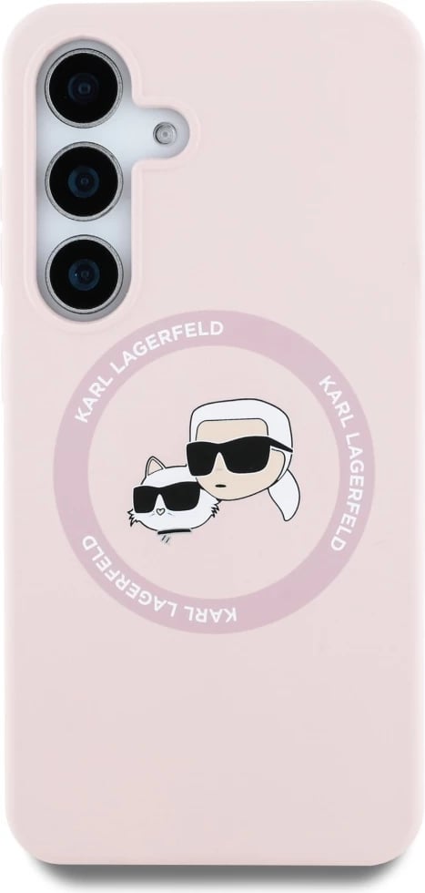 Mbështjellës Karl Lagerfeld Silicone Double Heads And Circle MagSafe për Samsung Galaxy S25, Rozë