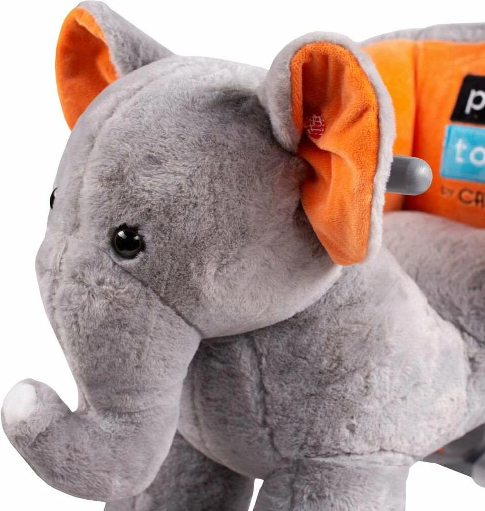 Lodër lëkundëse 2-në-1 me rrota dhe melodi, PLAYTO, Elephant, sedilje ergonomike, deri 30 kg, gri