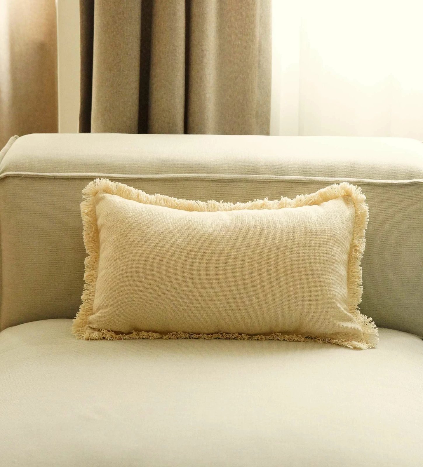 Jastëk mbulesë, 100% pambuk, ngjyrë bezhë, KET006, 30x50cm