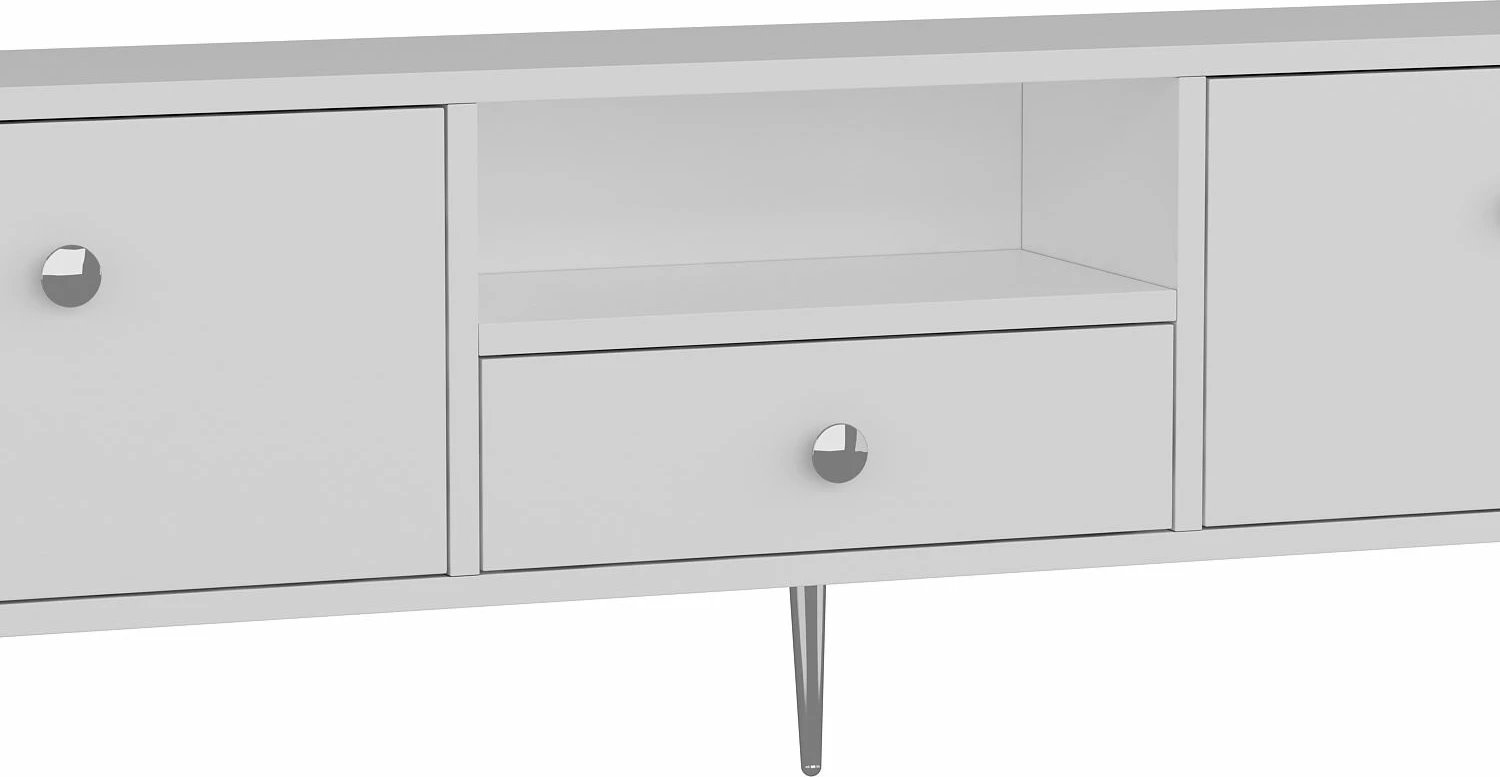 Komodë TV Skye Decor, e bardhë, argjend, 1307-DROP-1
