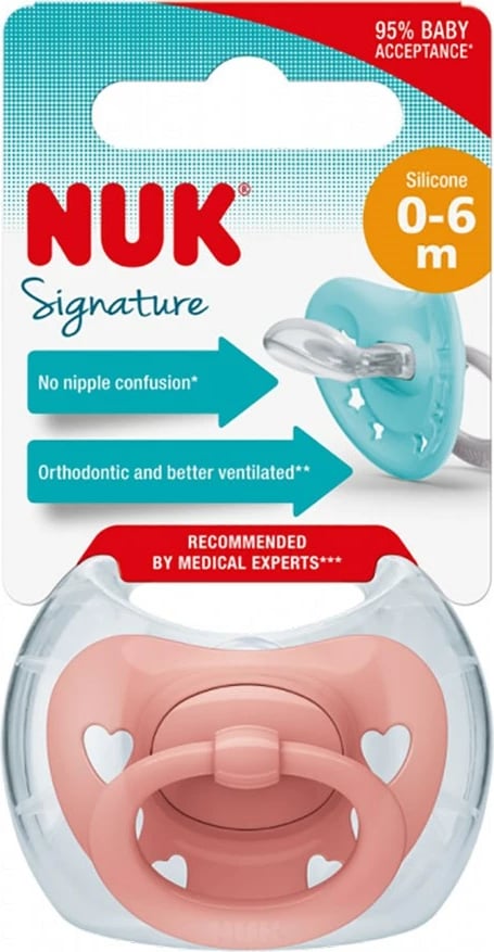 Cicë qetësuese, NUK, Signature Size 1, 0-6 muaj, silikon, jeshile