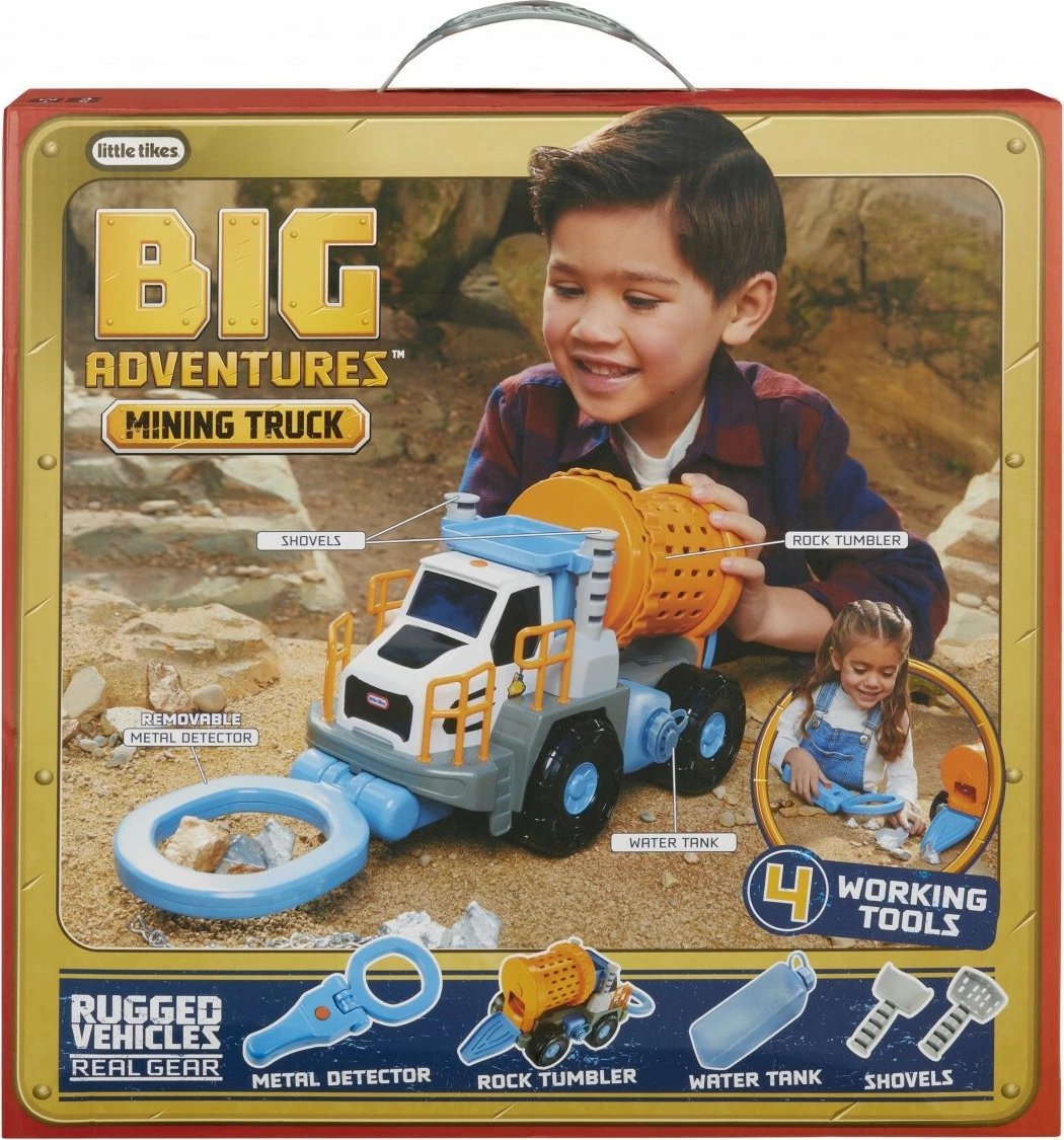 Set kamion minierash Little Tikes Mining Truck Big Adventures, plastikë, 27 cm, azure/gri/portokalli/e bardhë