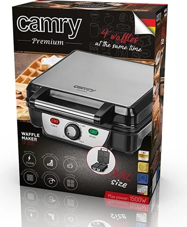 Gofrier, Camry, CR 3025, 4 gofra, 1500 W, kontroll temperature, pllaka jo‑ngjitëse