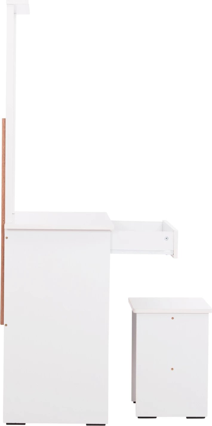 Set tavoline tualeti me pasqyrë dhe karrige CRYSTEL FH9938.01 melaminë e bardhë 74x39x155H cm.