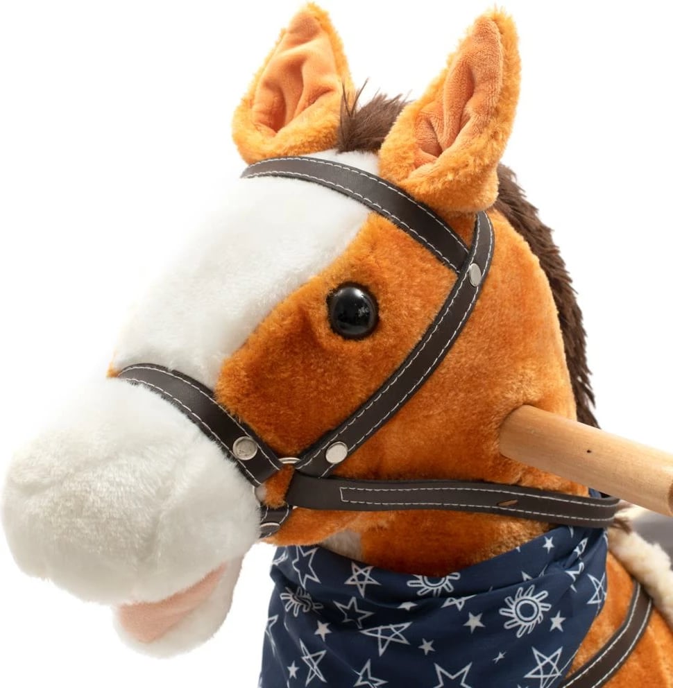 Kalë lëkundës, BABY MIX Zeus, interaktiv me melodi dhe lëvizje, drasa druri, nga 12m+, kafe