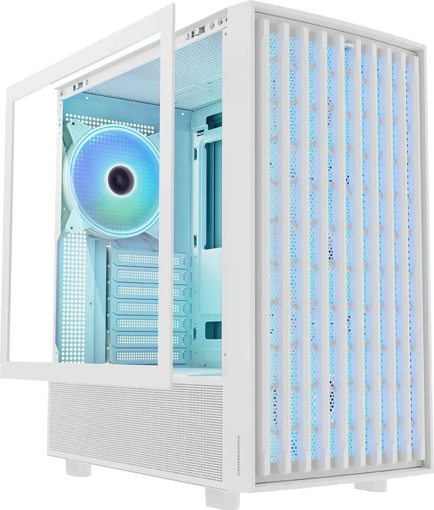 Kasë MODECOM Breeze ARGB FLOW Midi Tower, ARGB, e bardhë