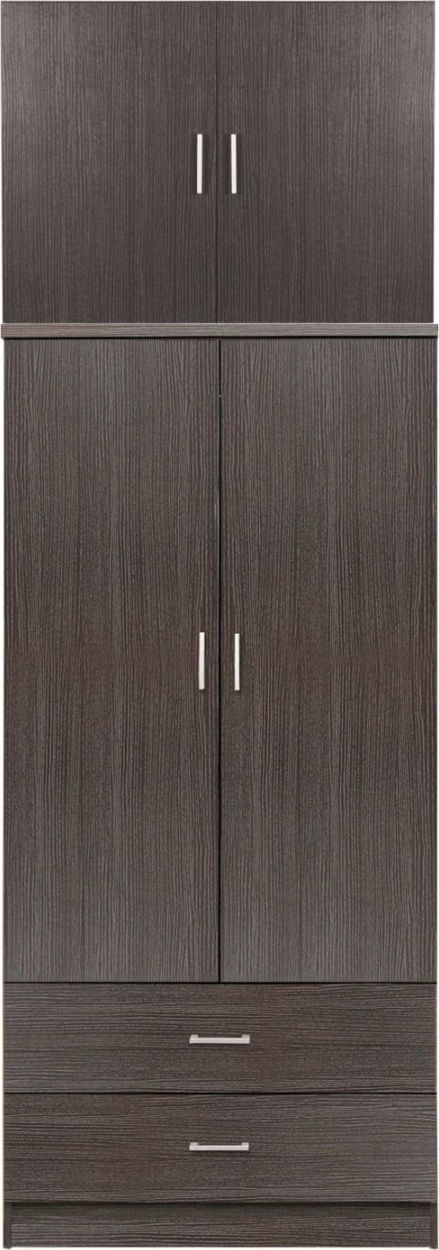 Dollap REINA FH21061.01 2-fletësh me kabinet sipër dhe 2 sirtarë-melaminë në Zebrano 80x42x241Hcm