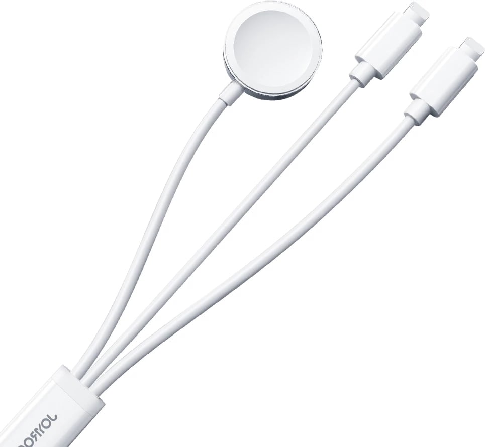 Kabllo karikimi 3-në-1 Joyroom S-IW007, USB-A, magnetik, Lightning, 1.2m, e bardhë