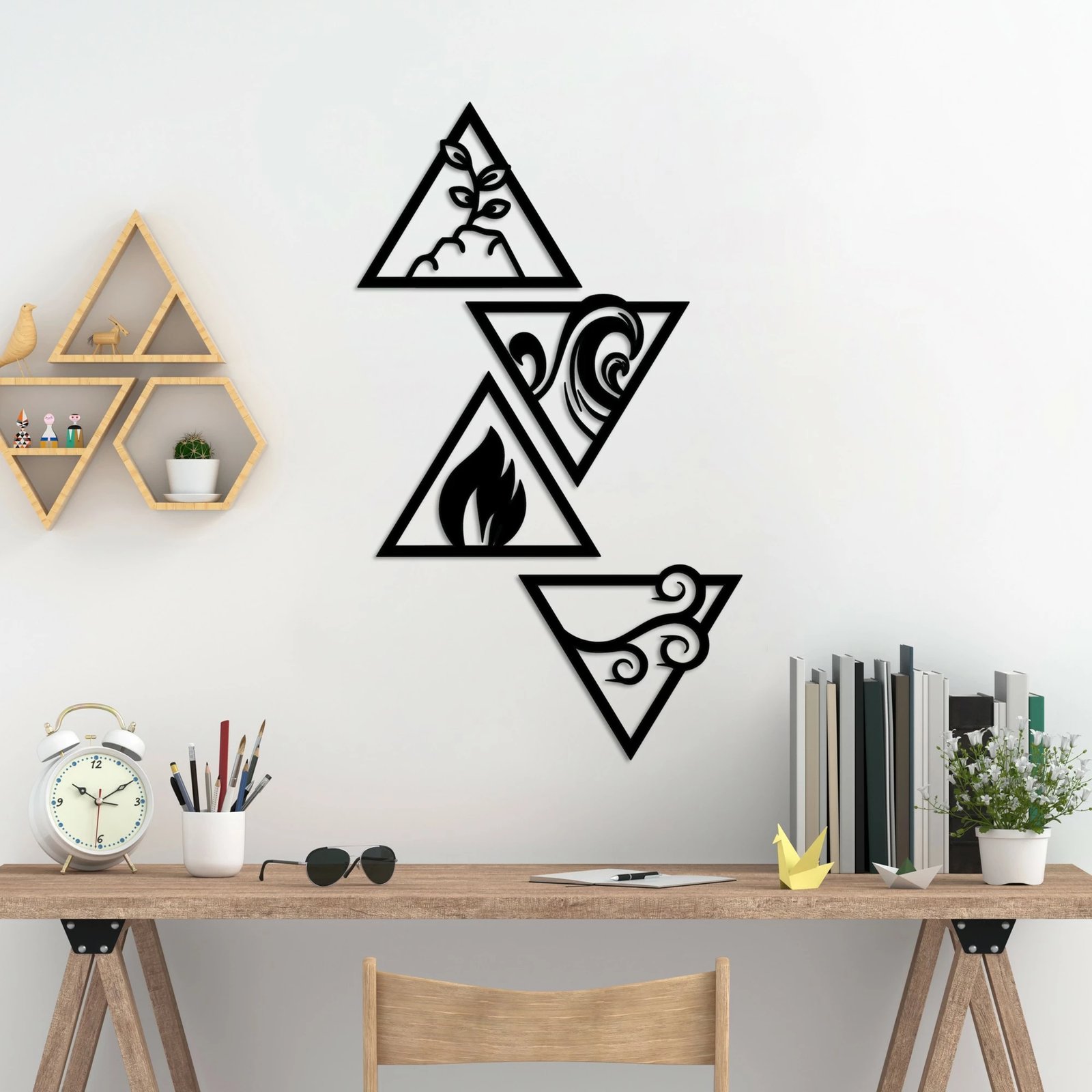 Aksesor dekorativ metalik për mur Wallity, për elemente, 4 pjesë