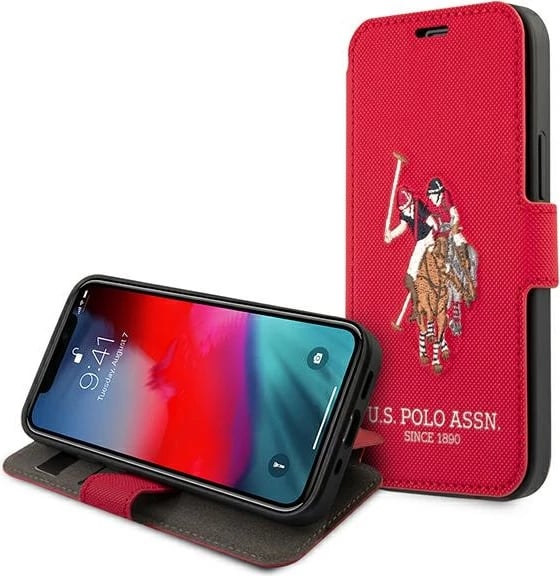 Mbështjellës U.S. Polo Assn. USFLBKP12SPUGFLRE për iPhone 12 mini, Polo Embroidery, i kuq