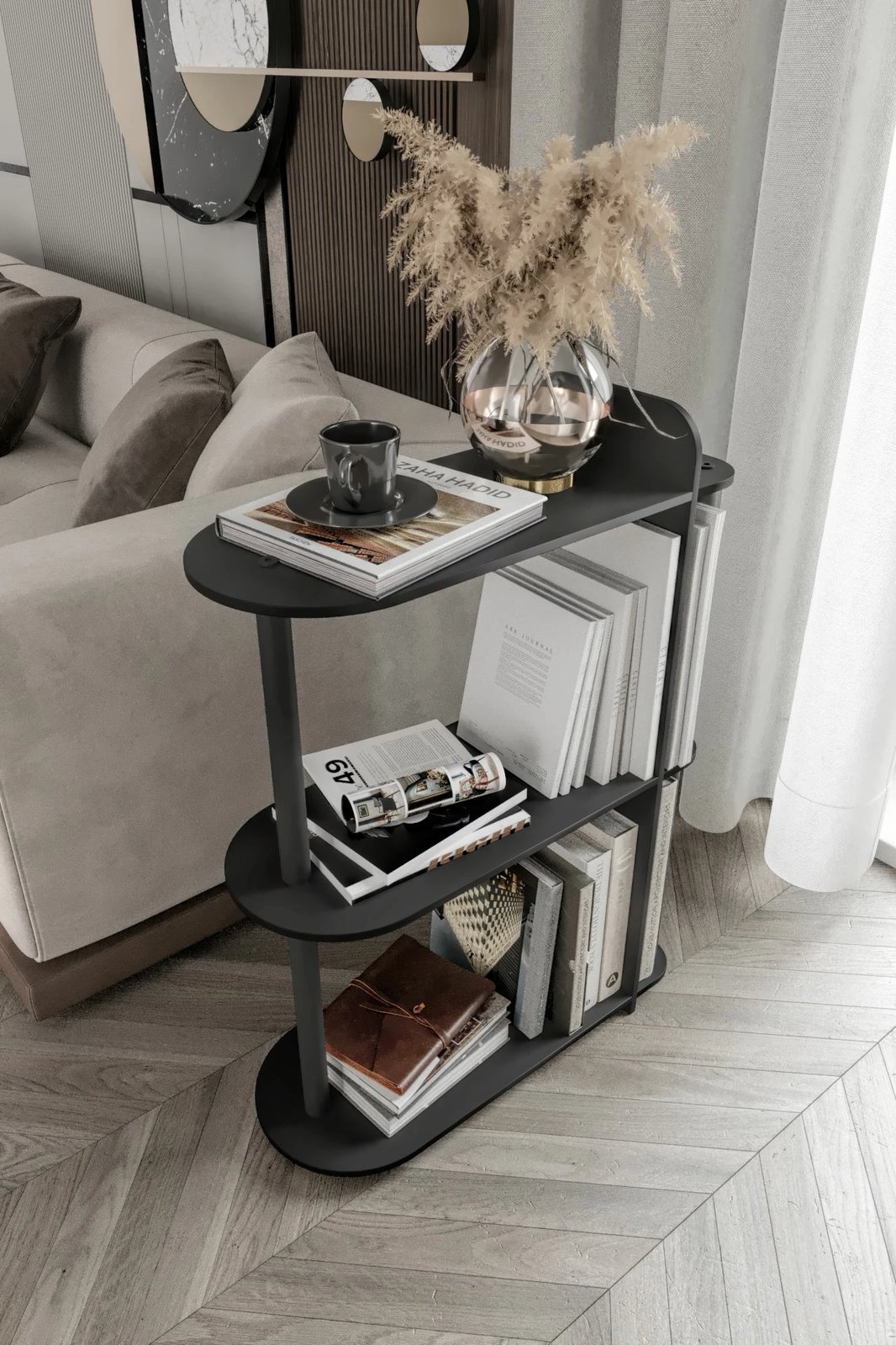 Tavolinë anësore Skye Decor, Kaiteki, e zezë