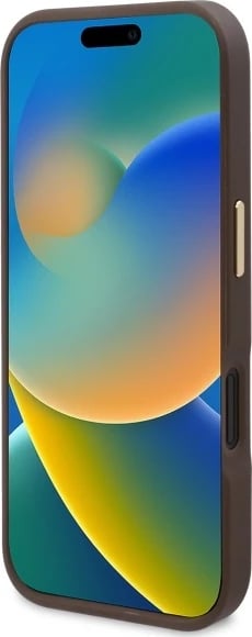 Mbështjellës Guess 4G Logo Plate MagSafe për iPhone 16, Kafe