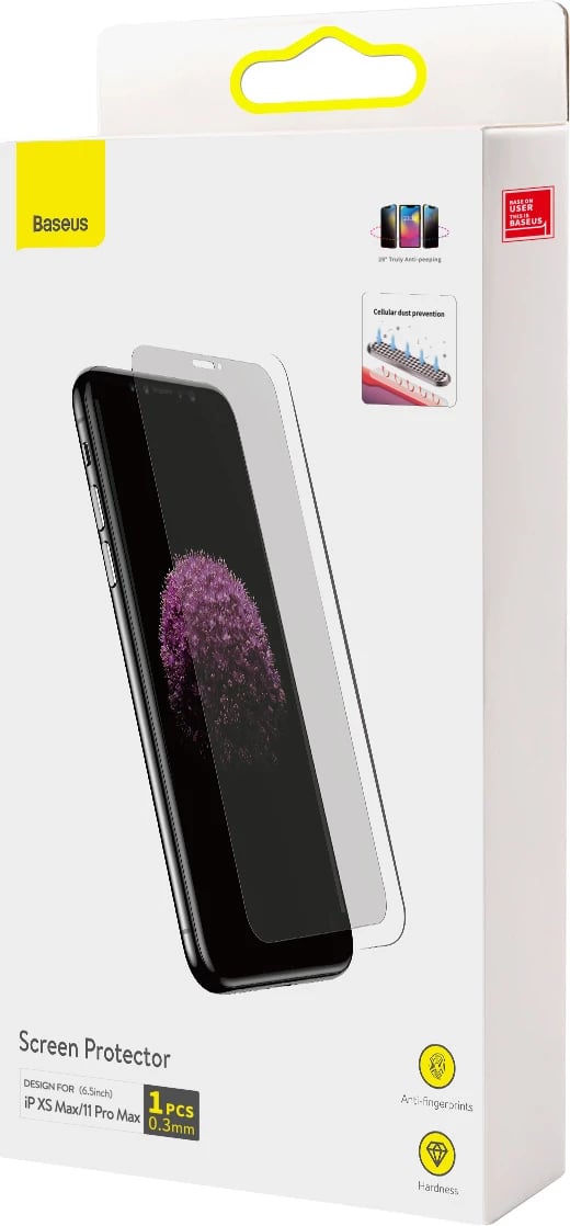 Xham mbrojtës Baseus Privacy Anti Spy për iPhone 11 Pro Max / iPhone XS Max, me pozicionues
