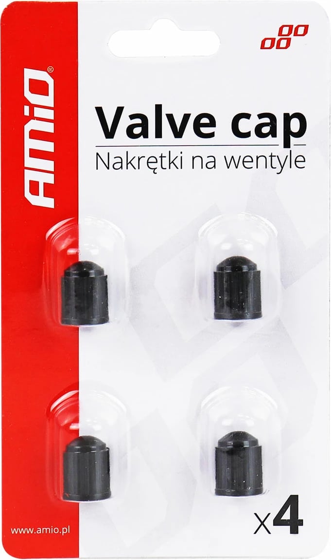 AMIO Plastic Black Valve cap 4pcs. 02623