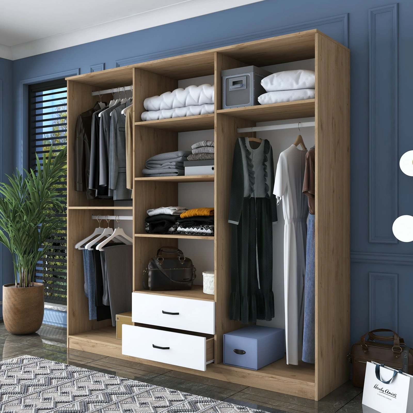 Dollap Skye Decor, ngjyrë arre dhe e bardhë, BA130 - 3049