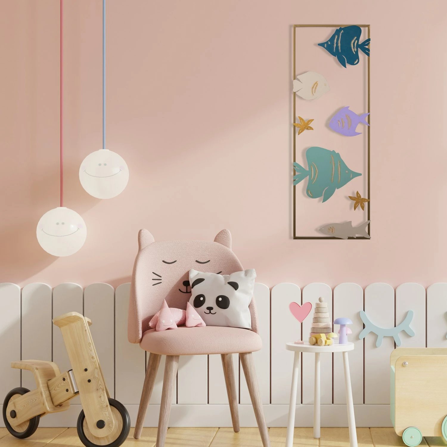 Aksesor dekorativ metalik Wallity, akuarium, shumëngjyrësh, 32x5x90cm