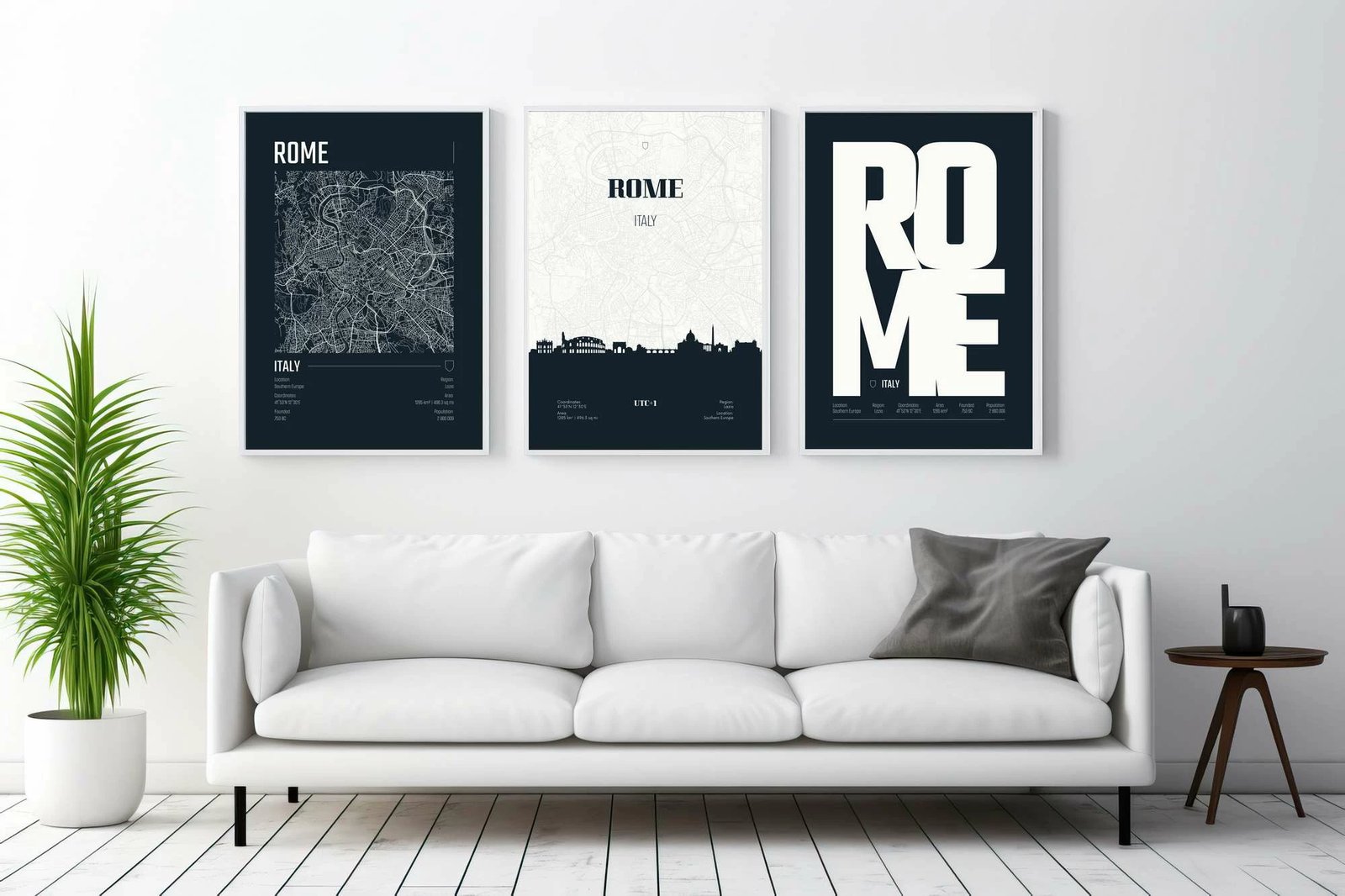 Set pikturash dekorative me kornizë MDF, 3 copë, Wallity, Mp3-00121, 40x50cm