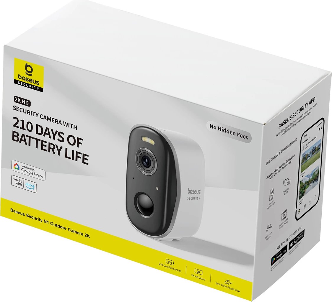 Kamerë sigurie Baseus Security N1 2K S0ST002130, 7800 mAh, IP67, e bardhë
