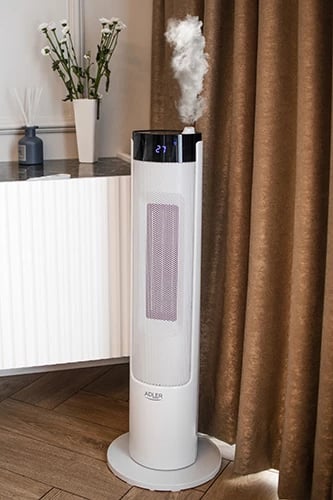 Ngrohës kullë me lagështues Adler AD 7730, 2200W, 75 cm, ekran LCD, qeramik, telekomandë, i bardhë