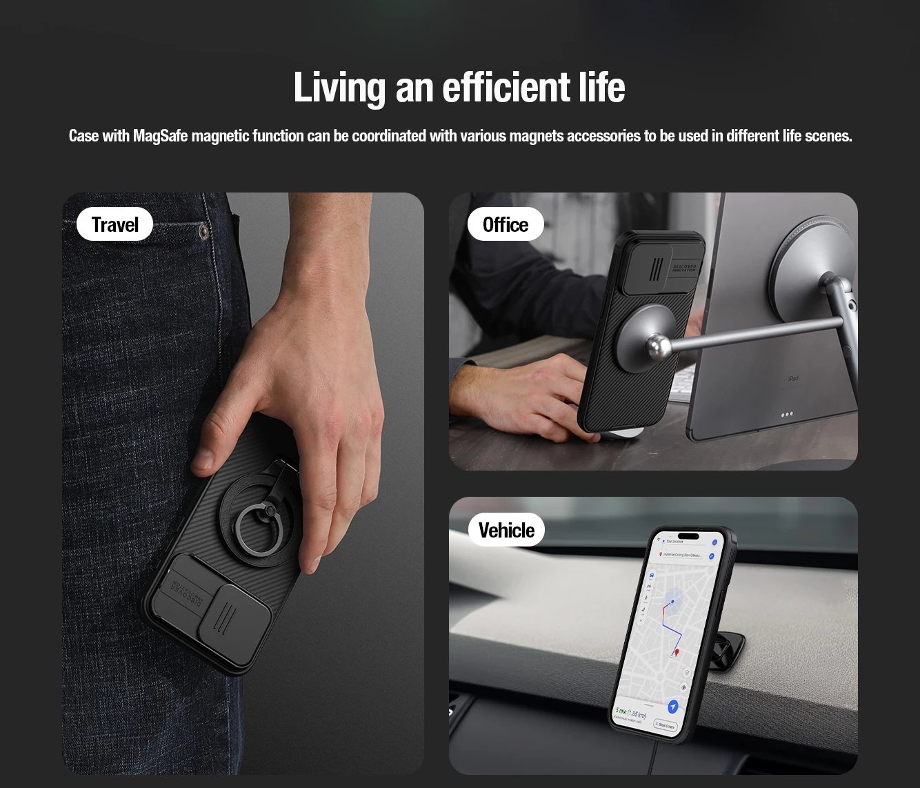 Mbështjellës Nillkin CamShield Pro Magnetic për iPhone 15 Pro Max, me mbrojtës kamere, Kaltër Mbështjellës Nillkin CamShield Pro Magnetic për iPhone 15 Pro Max, me mbrojtës kamere, Kaltër