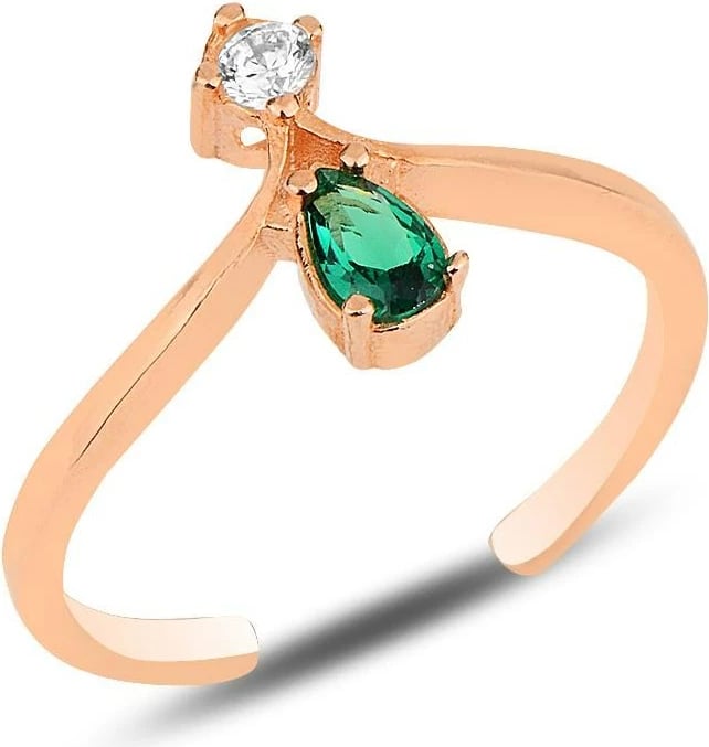 Unazë argjendi, ngjyrë e gjelbër, rozë gold, Jumeon, SGTL12181