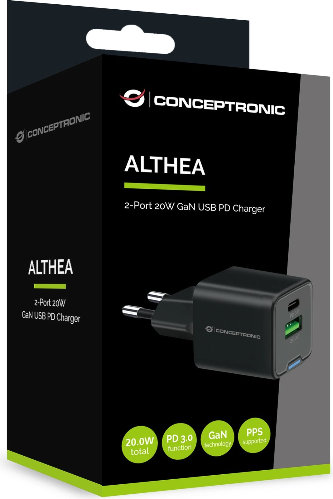 Karikues Conceptronic 2Port GaN USB-C/USB-A 20W PD3.0/QC3.0 i zi