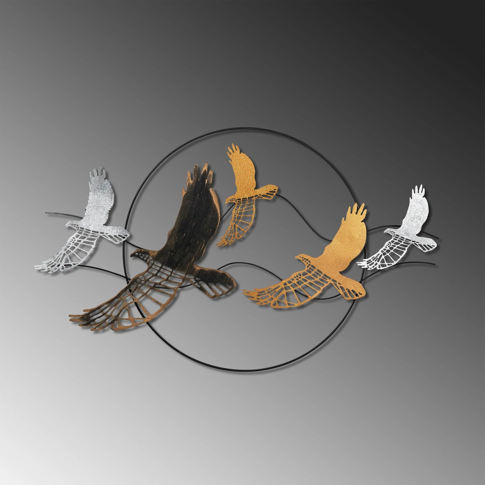 Aksesor dekorativ metalik për mur, Wallity, Bys-185-B, shumëngjyrësh, 91x55x4cm