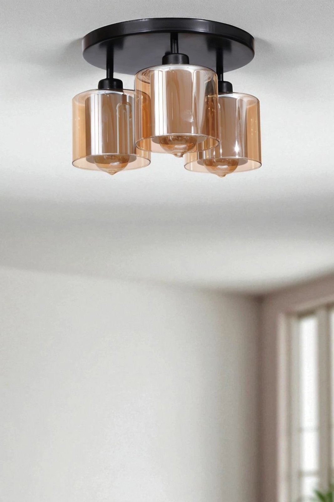 Llambadar Opviq, 9017-3, metal e qelq, ngjyrë mjaltë dhe e zezë