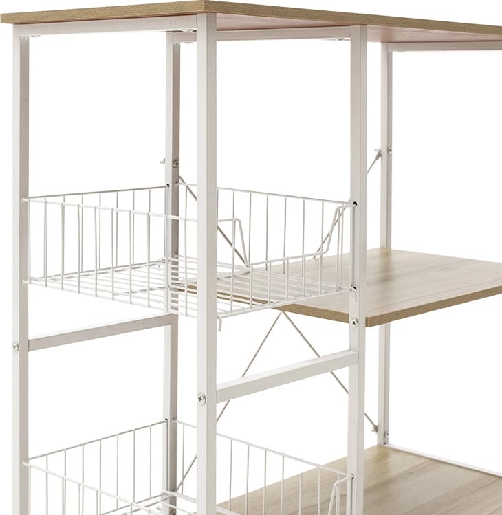 Raft dyshemeje Noon me MDF, ngjyrë bardhë-natyrale, 80x34x75cm