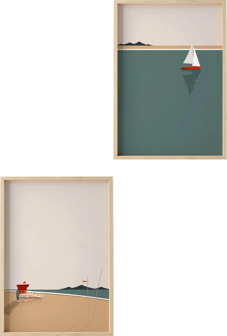 Pikturë dekorative me kornizë MDF (2 copë), Wallity, Huhu486, 20x30cm