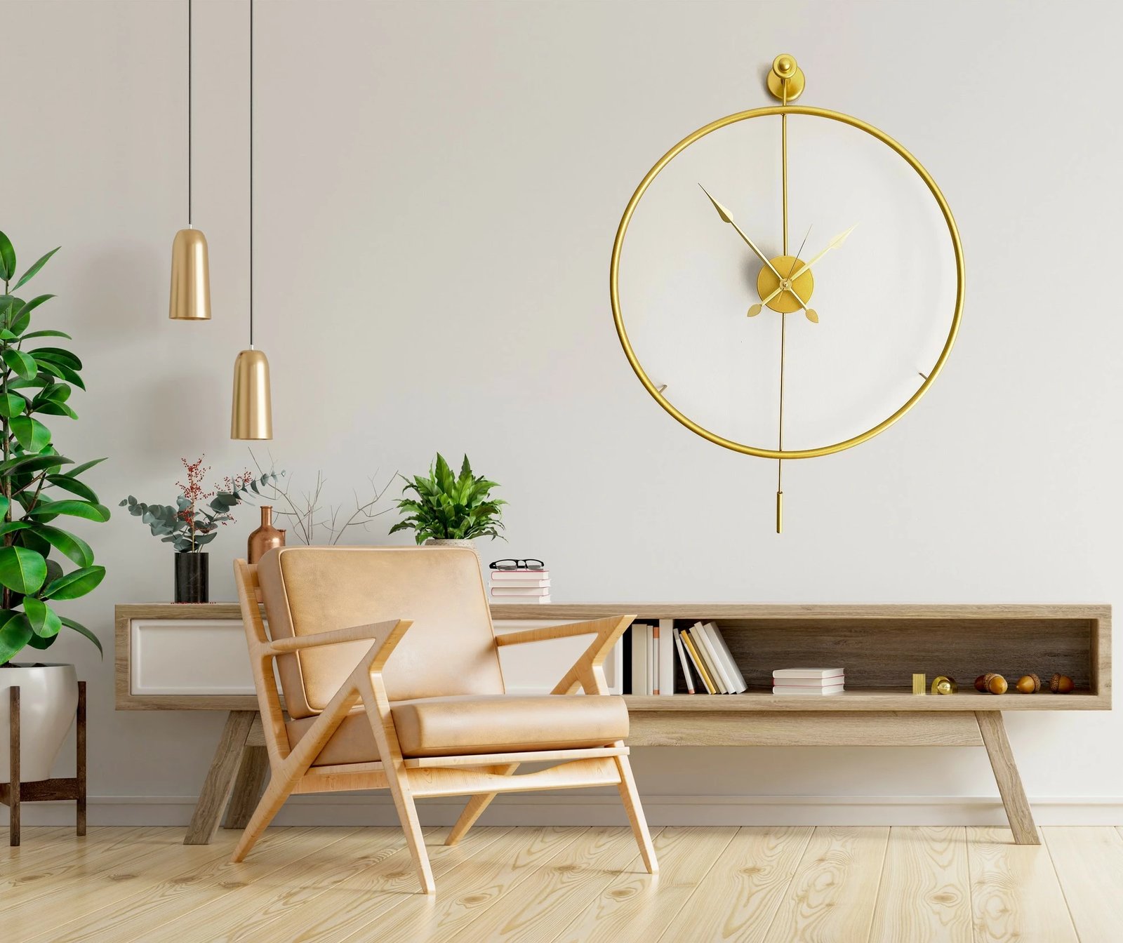 Orë muri dekorative prej metali, ngjyrë ari, Wallity Mclock-00103