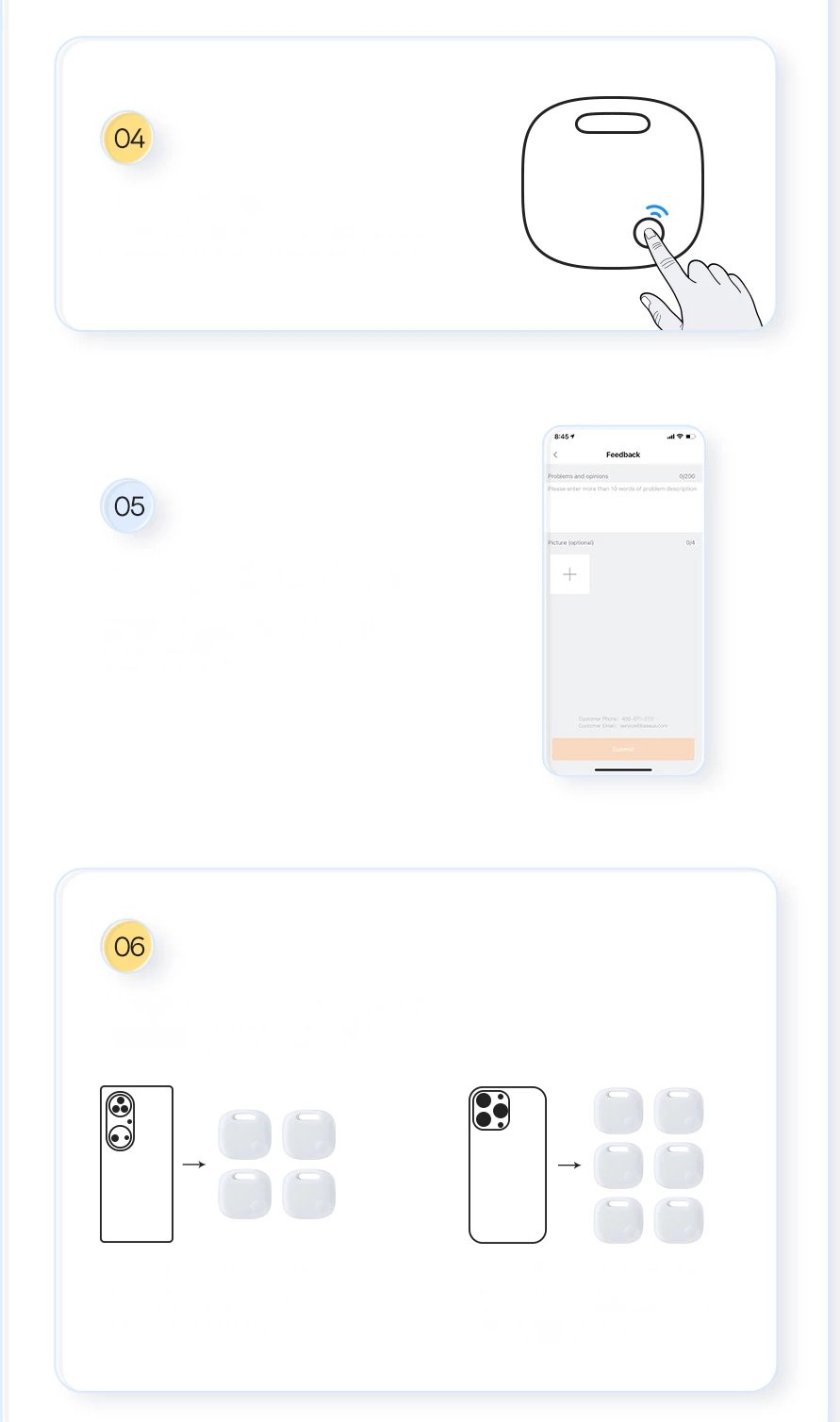 GPS tracker i mençur Baseus T2 Pro për çelësa, çantë, fëmijë, i bardhë