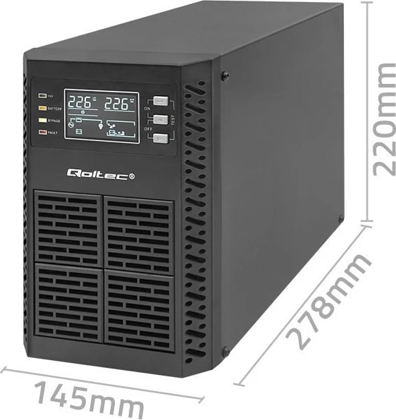 UPS Qoltec 1kVA 1000W, Online, LCD, Power Factor 1.0, EPO, USB, i zi UPS Qoltec 1kVA 1000W, Online, LCD, Power Factor 1.0, EPO, USB, i zi