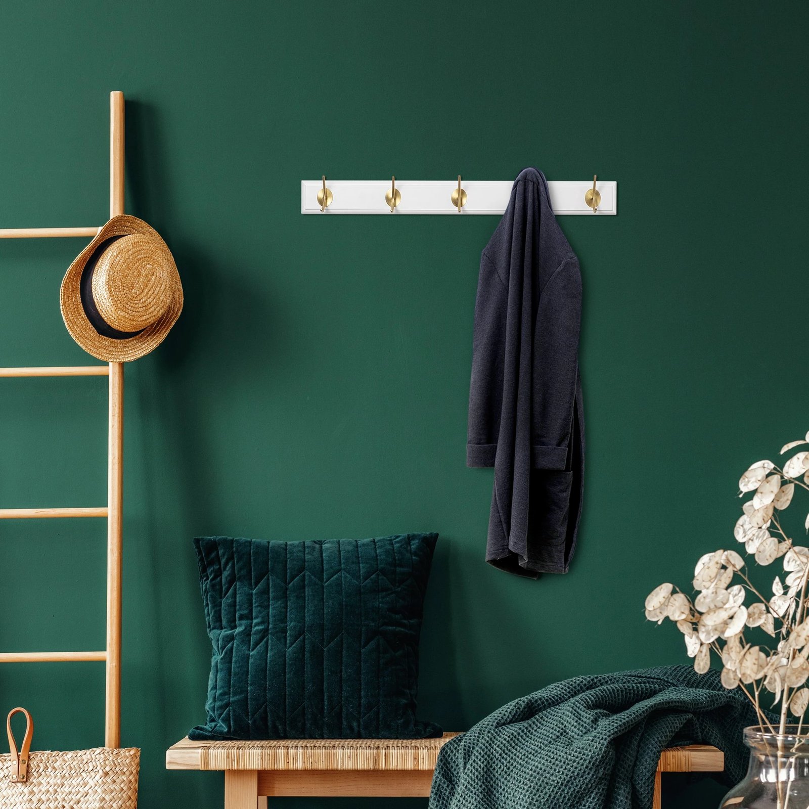 Varëse muri prej druri, ngjyrë e bardhë dhe ari, Skye Decor, ASK-005