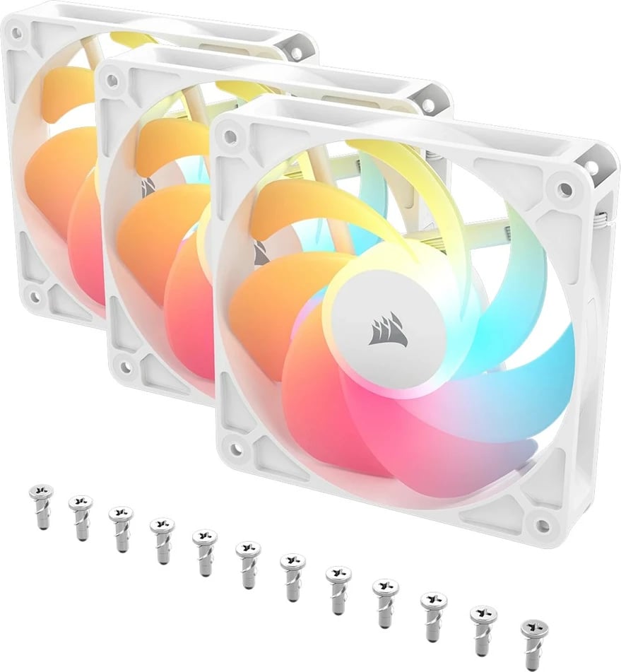 Ventilatorë për kasë Corsair RS120-R, 120mm, ARGB, të bardhë, set 3 copë