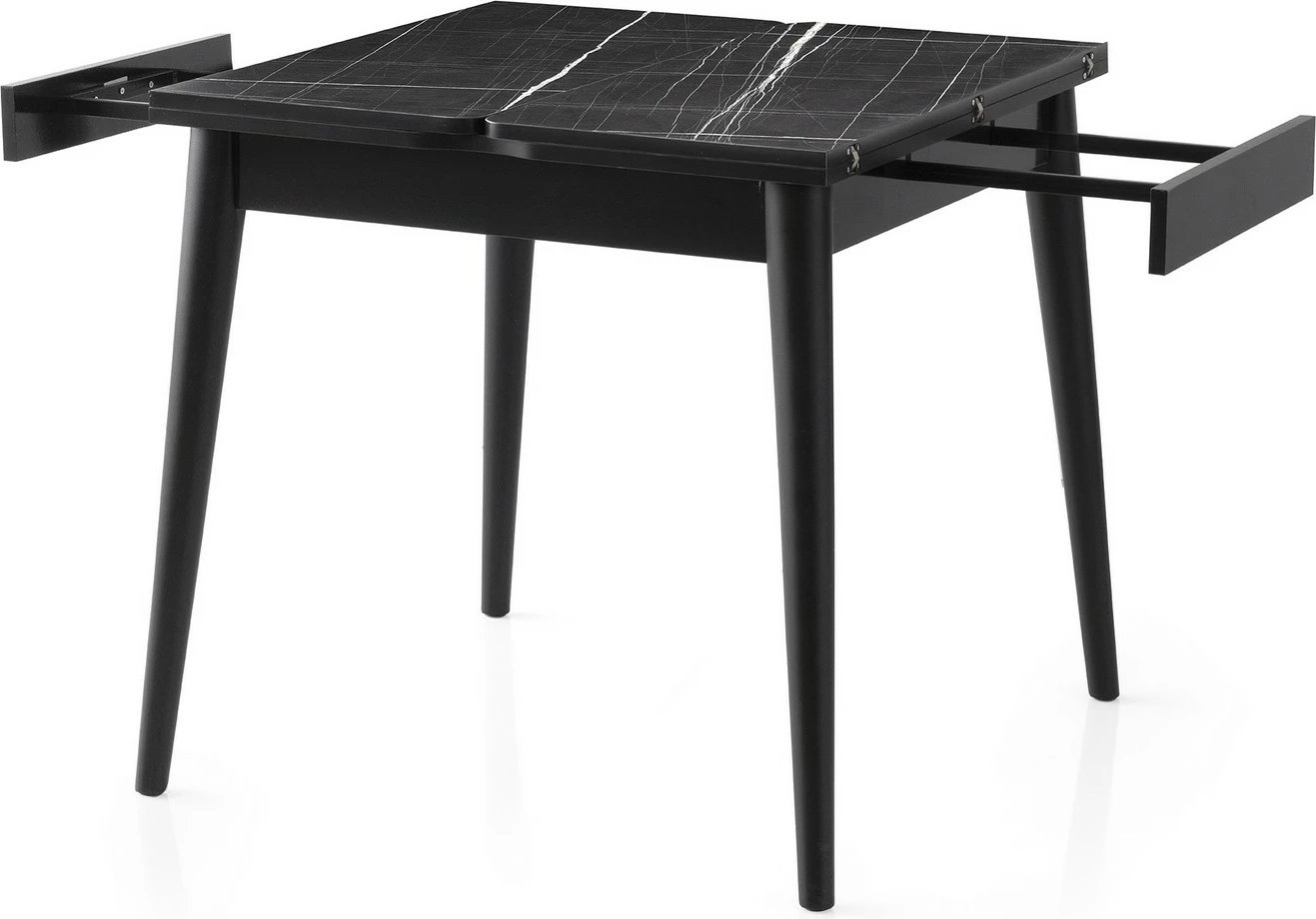 Tavolinë ngrënieje e zgjatshme, ngjyrë mermeri të zi, Skye Decor, Totem - 3041