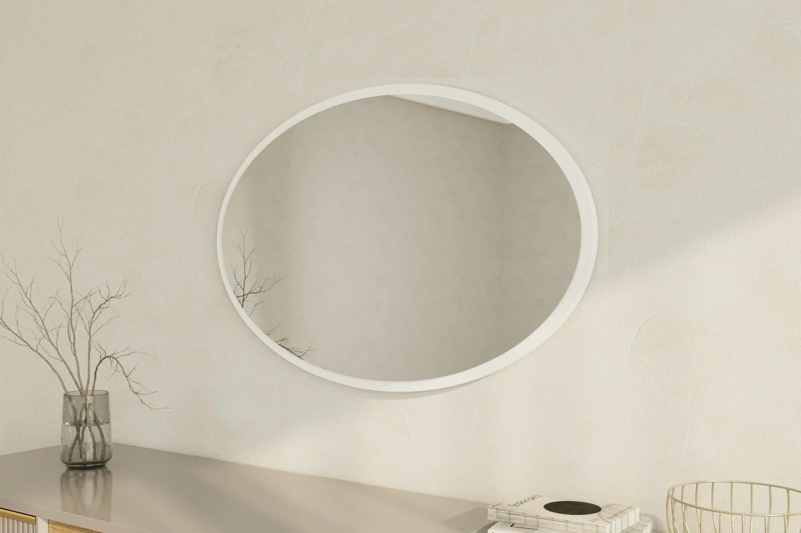 Pasqyrë dekorative Skye Decor, e bardhë, Beyo, 60x90cm