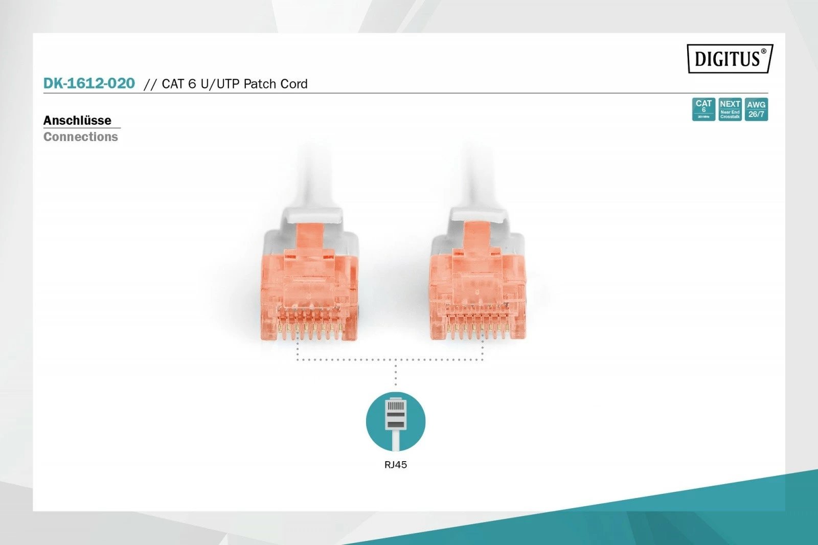 Kabllo rrjeti Digitus DK-1612-020, Cat.6, 2m, Gri